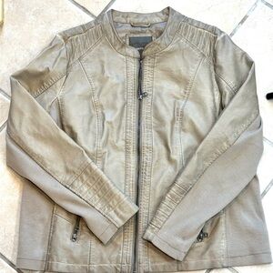 Taupe Faux Leather Jacket